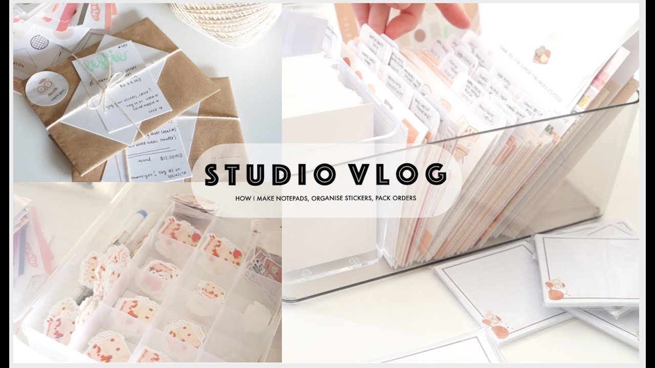 art studio vlog 007: making new notepads, packing more orders