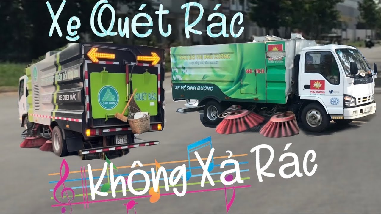 Street Sweeper, Xe Quét Rác, Garbage Truck, Xe tải, Xe Vệ Sinh Đường, Xe Hút Bụi Đường ❤️ Lovekids