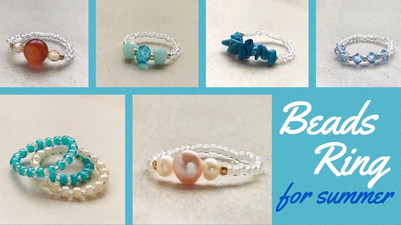 #61 通して結ぶだけのビーズリングの作り方・夏【DIY】Beads ring collection/비즈반지