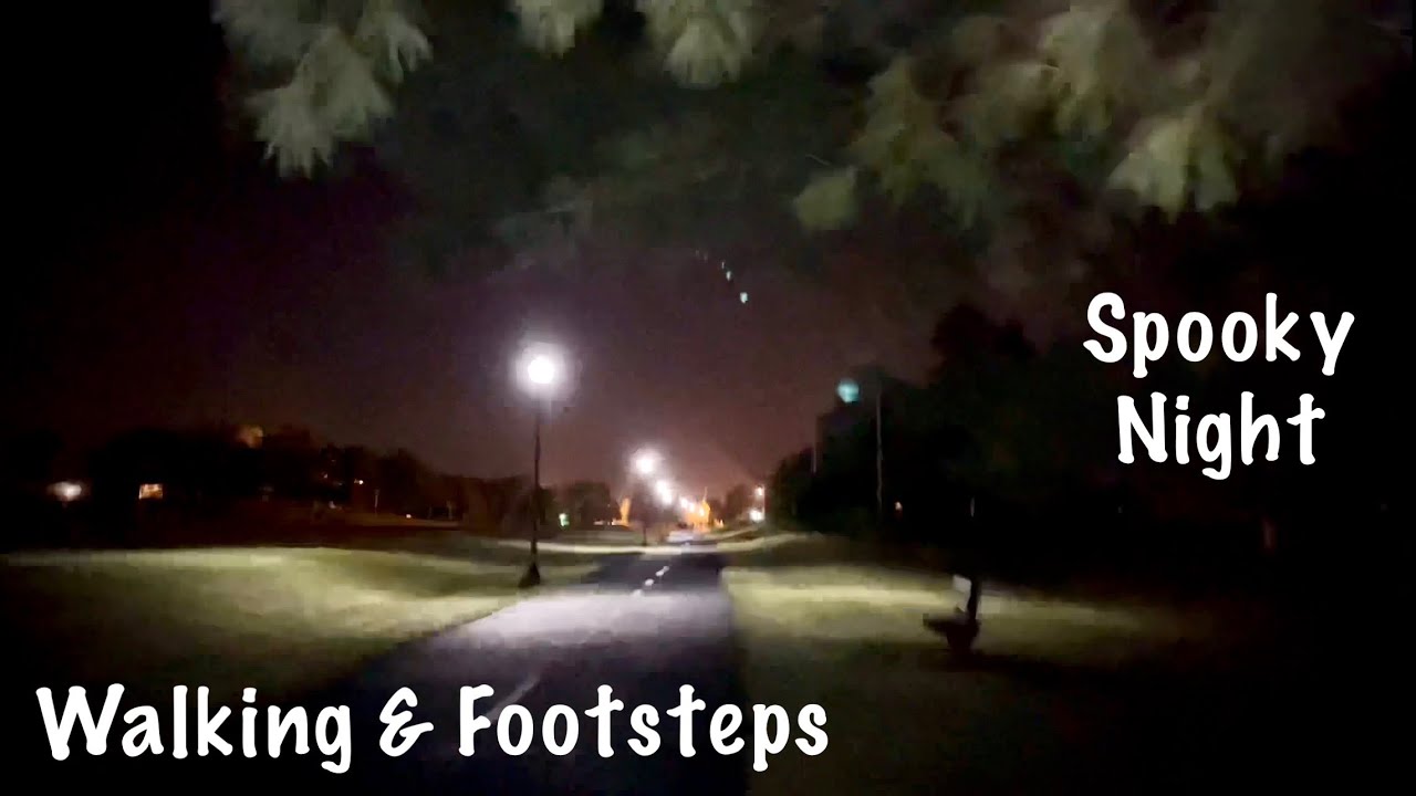 ASMR REQUEST!~Spooky walk~ night sounds (No talking) Footsteps on gravel & paved road in Red Boots!