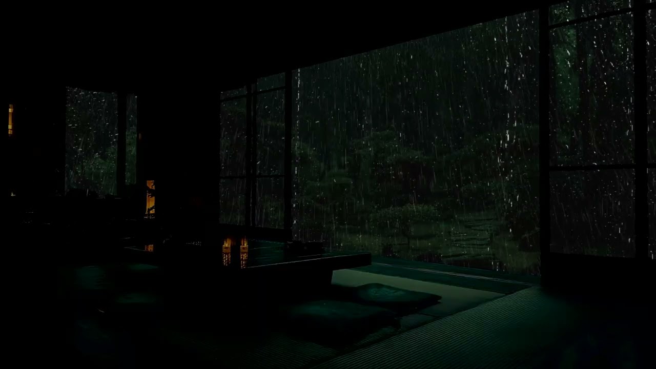 Calming Rain Sounds at a Deep Mountain Cabin 🌧 (No Ads) | Peaceful Dark Bedroom for Deep Sleep
