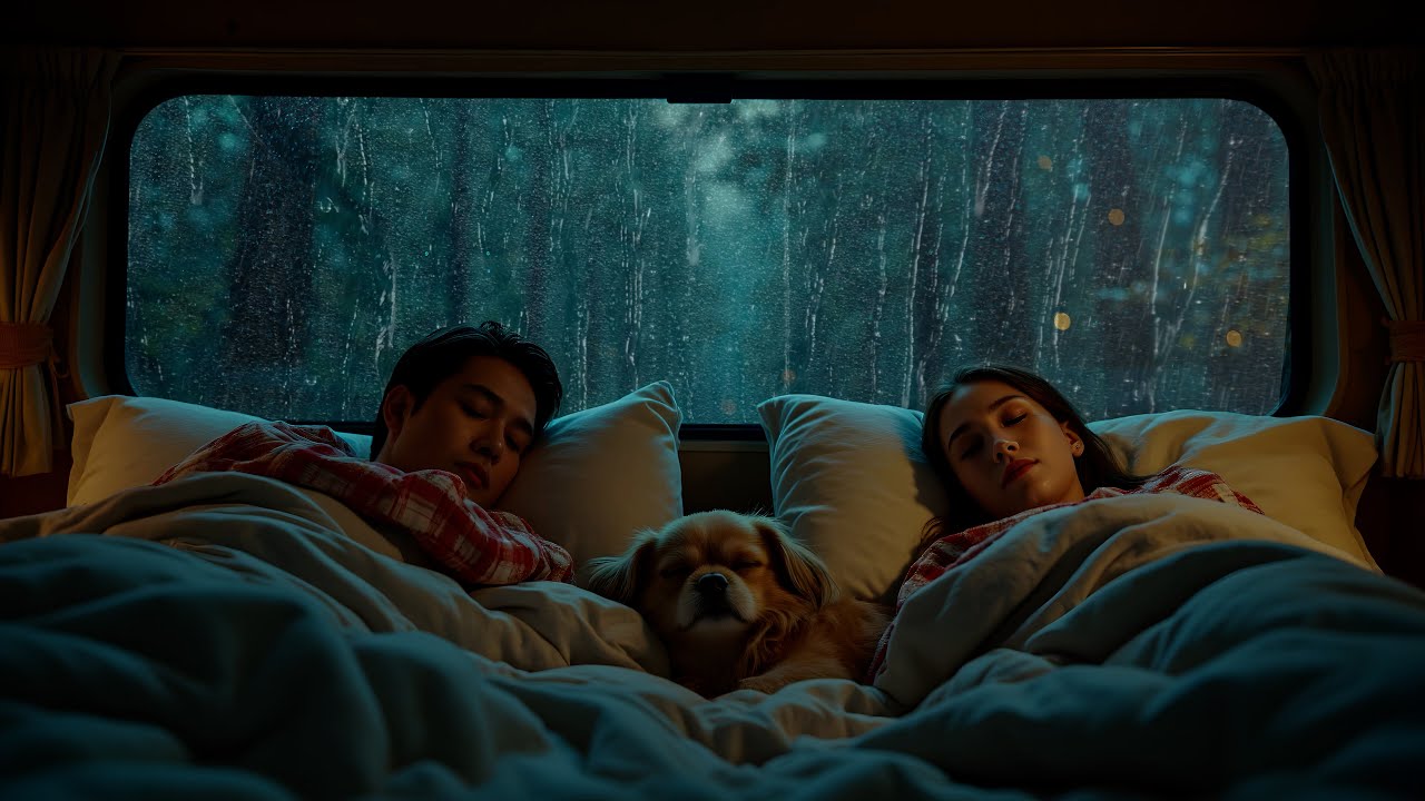 Heavy Rain Lashing on the Car with Gentle Piano | Calm the Mind, Sleep Deep