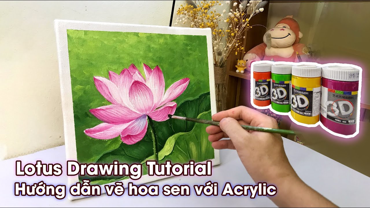 Hướng Dẫn Vẽ Hoa Sen Đơn Giản Với Màu Acrylic | BT Art Drawing