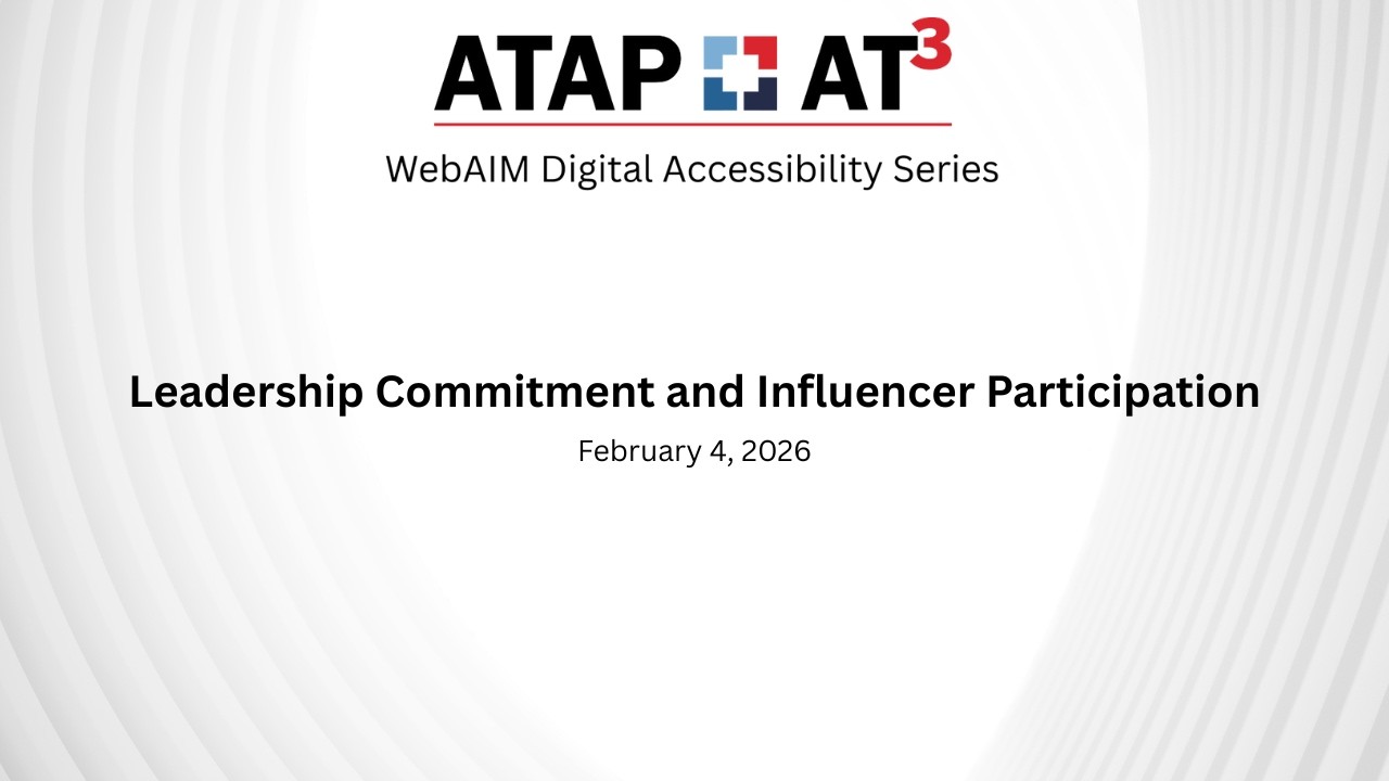 Leadership Commitment and Influence Participation   WebAIM Feb  4, 2026 Webinar