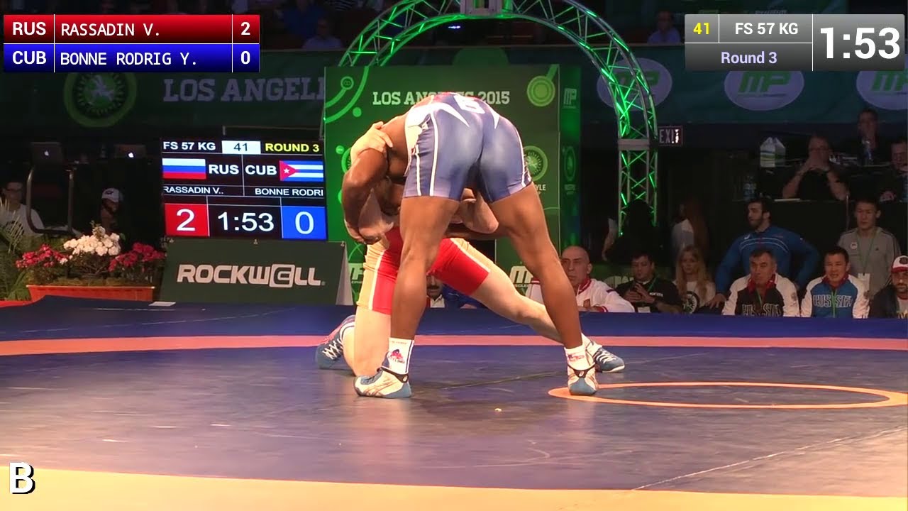 Round 3 FS - 57 kg: Yowlys BONNE RODRIGUEZ (CUB) df. Viktor RASSADIN (RUS), 12-6