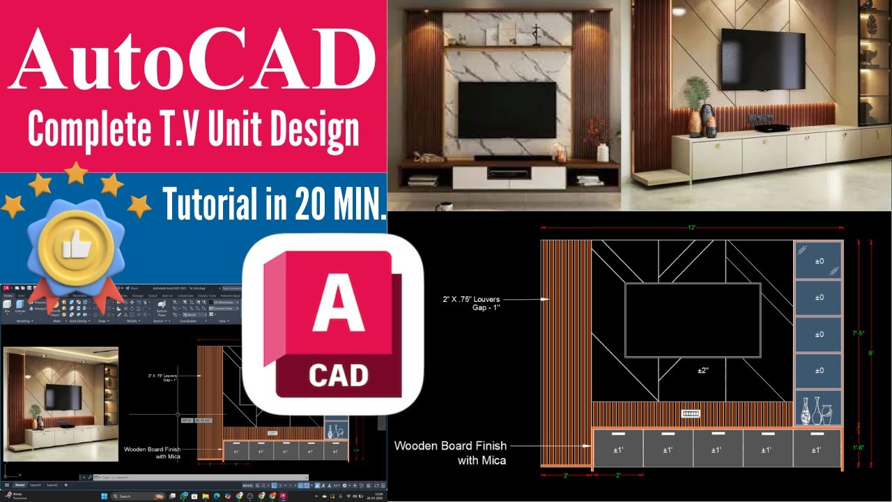 TV Unit Drawing in AutoCAD