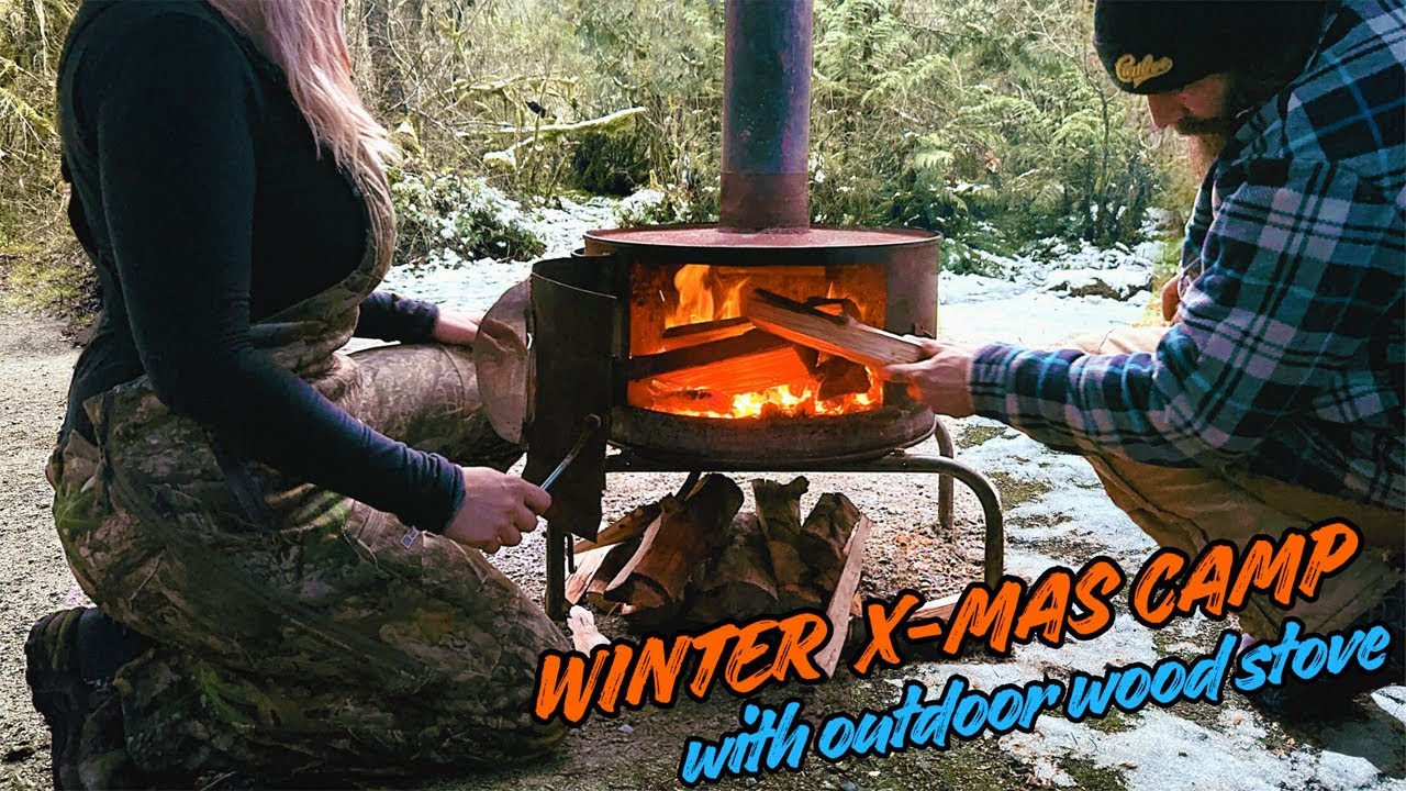 Homemade Outdoor Woodstove Xmas Camp