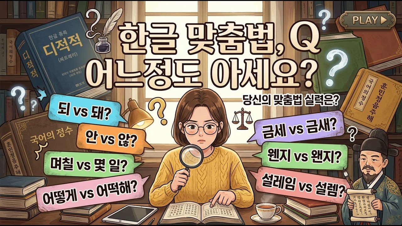 [맞춤법퀴즈 4] 한국어 맞춤법의 숨겨진 진실, 당신이 몰랐던 20가지 충격적인 오류! 😱✍️