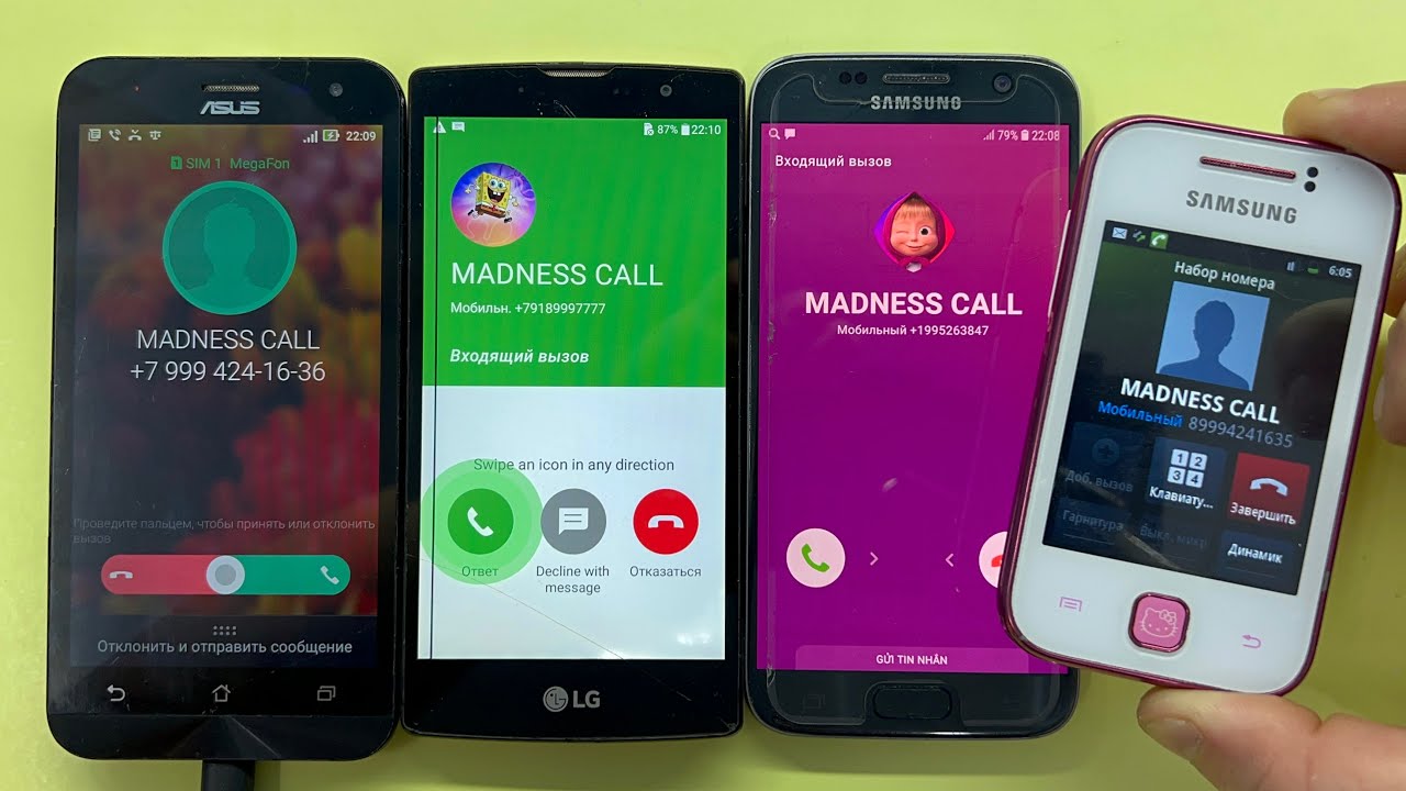 Incoming Call Samsung S7, LG Magna Gold, Asus ZOOED / Outgoing Call Old Samsung Galaxy Young