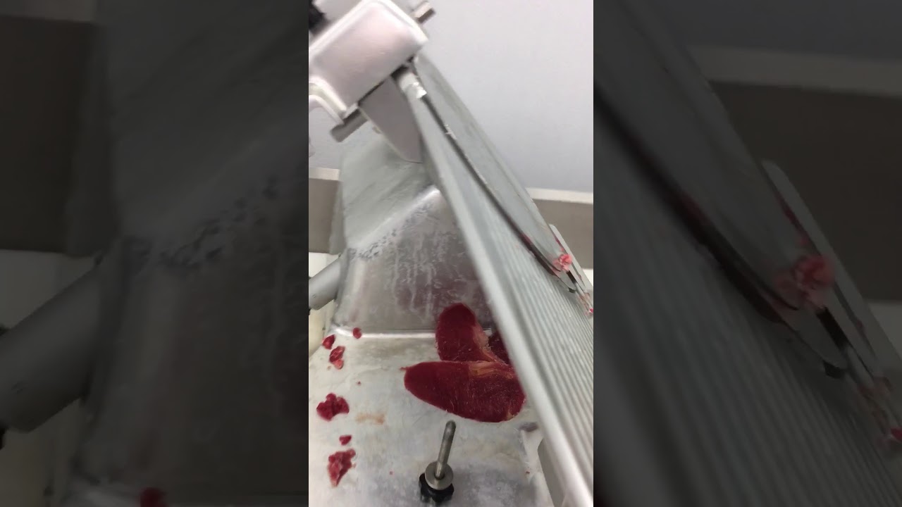Sharpening blade on a slicer.