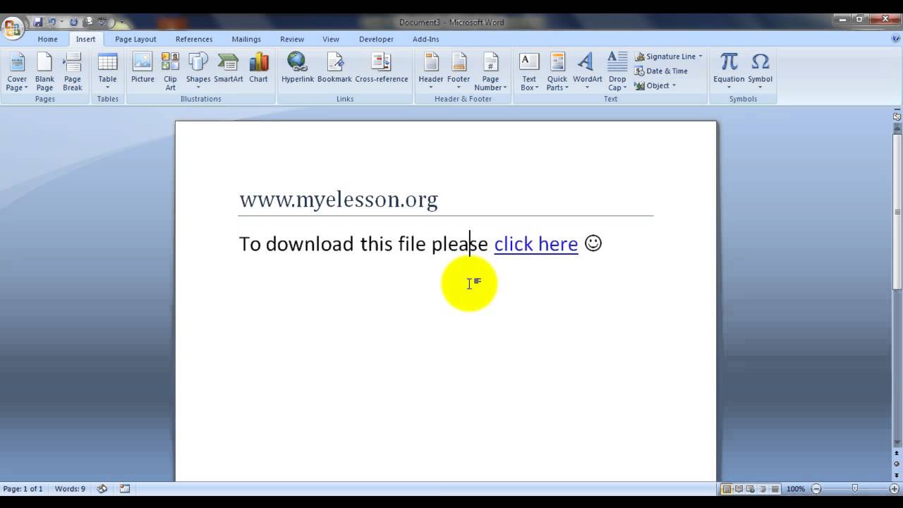 Create A Hyperlink In MS Word Hindi