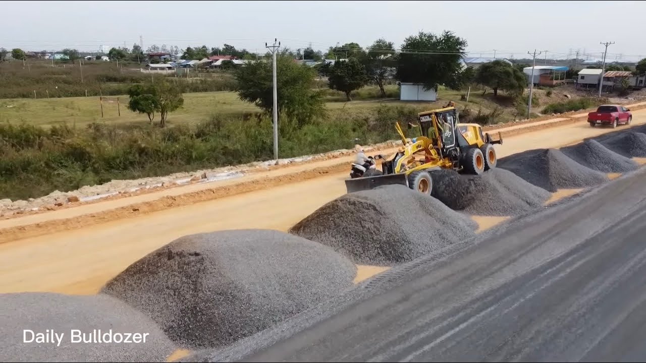 Machinery Working Repairing The Road with 25T Dump Trucks