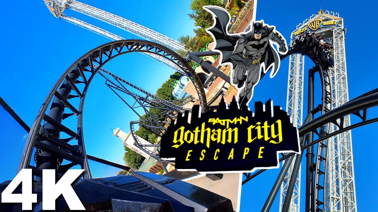 Batman : Gotham City Escape [On-Ride with Queue 4K POV] - Parque Warner Madrid