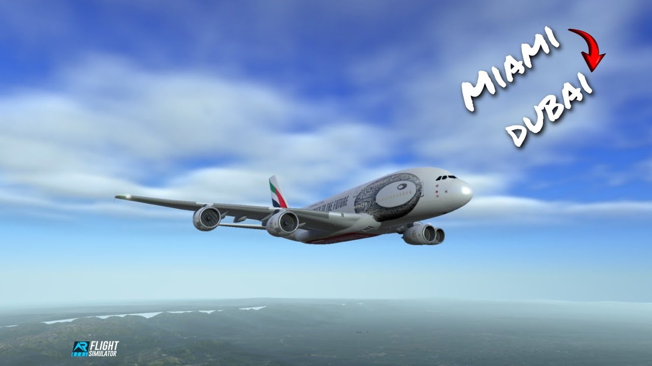 I did a beautiful flight from Miami to Dubai in emirates airbus a380 800 in real flight simulator