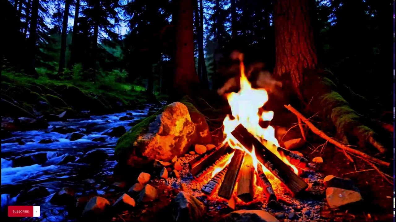 Fall Asleep Without Fear 🔥 Campfire & River ASMR | 10 Hours