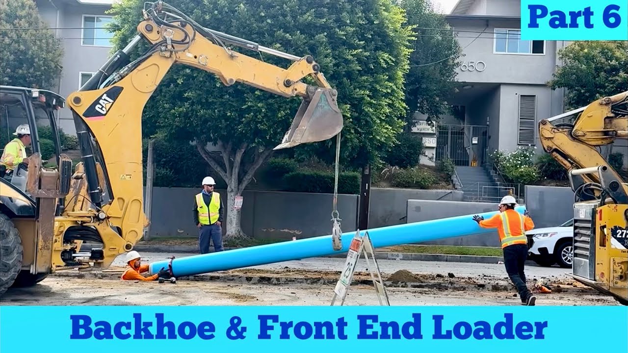 CAT® BACKHOE & FRONT END LOADER in Action (Part 6/12) ~ Water Main Replacement Project 