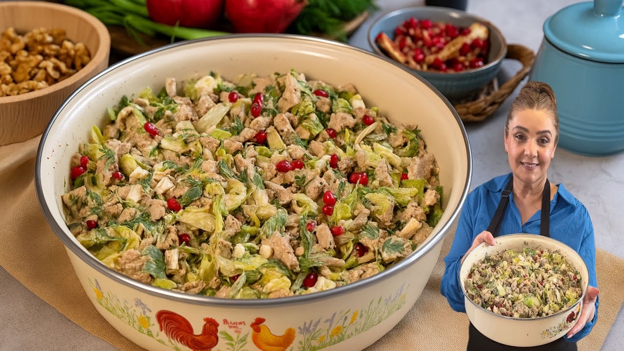 🥗ქათმის სალათი ნიგვზით და ბროწეულით I Chicken Walnut Salad with Pomegranate 🥬 /Apolines cuisine