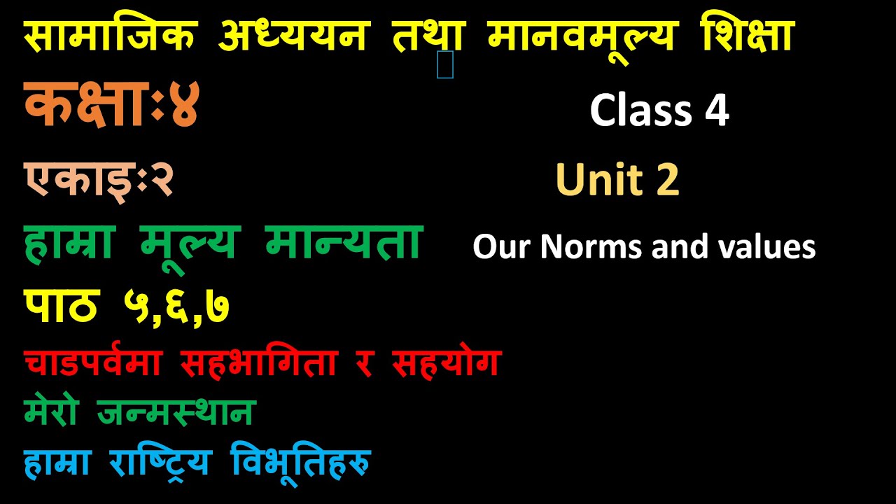 कक्षा ४ सामाजिक अध्ययन एकाइ २/Class 4 Social studies unit 2/Grade 4 social studies