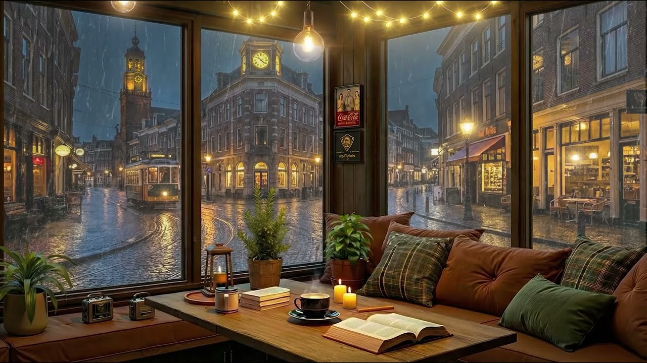 Soft Street Rain ☕ Cozy Coffee Shop Ambience with Rain Sounds for Work, Study & Focus