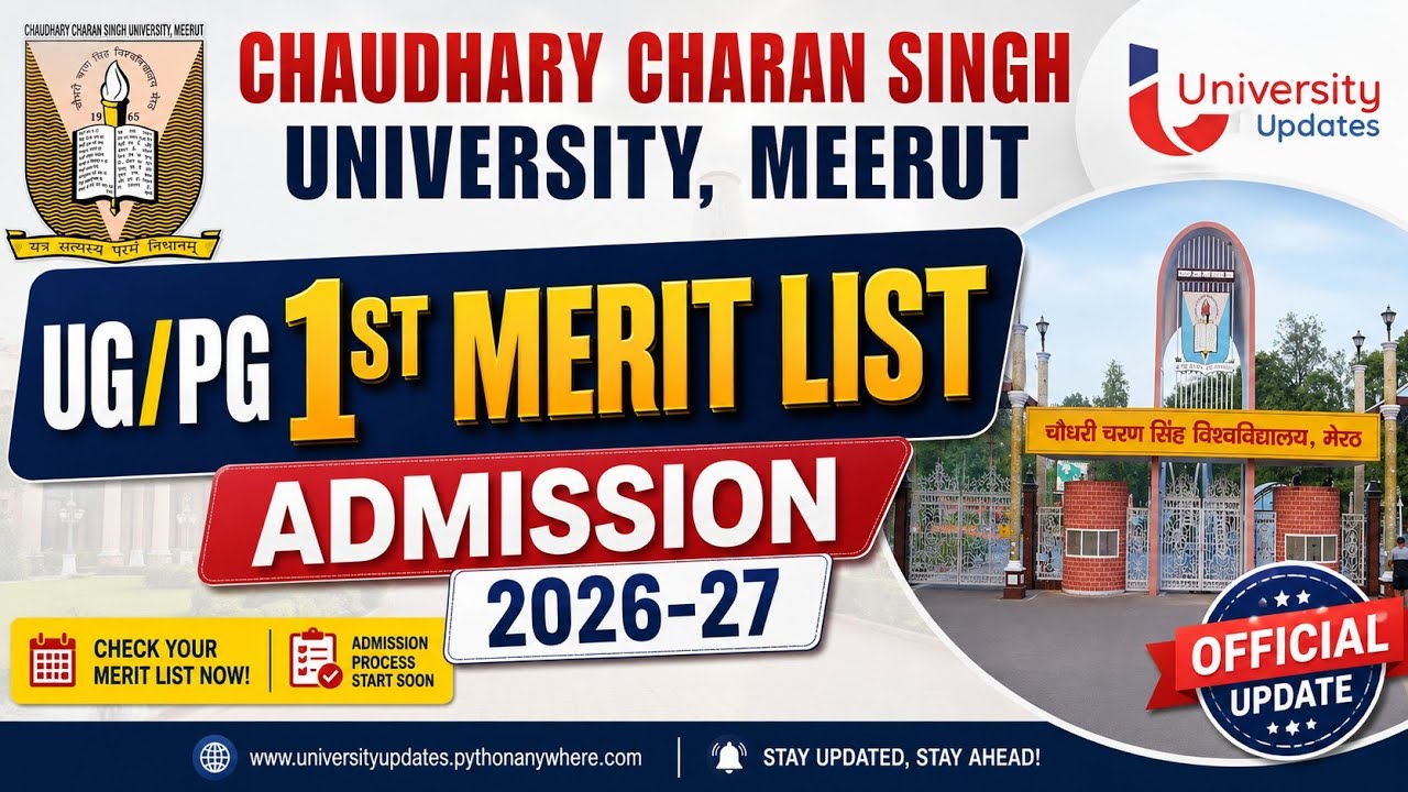 CCSU 1st Admission Merit Schedule for UG/PG Courses Session 2026-27