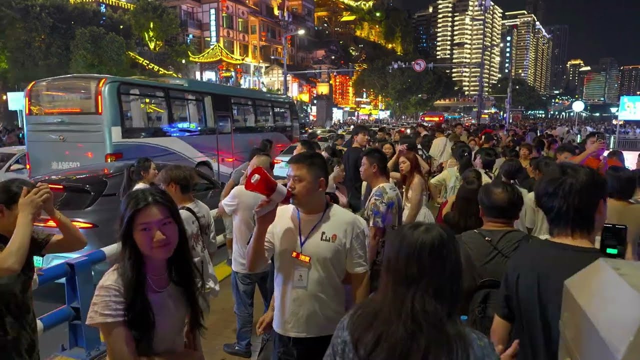Chongqing China 🇨🇳 Busiest Place on Earth, Wild Traffic Crowds, Rivers Bridges 4K