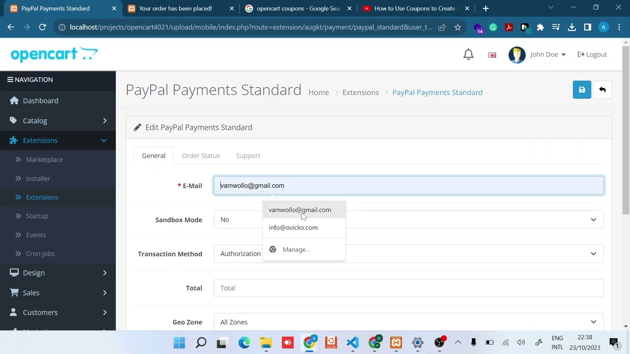 How to setup Paypal for OpenCart 4x