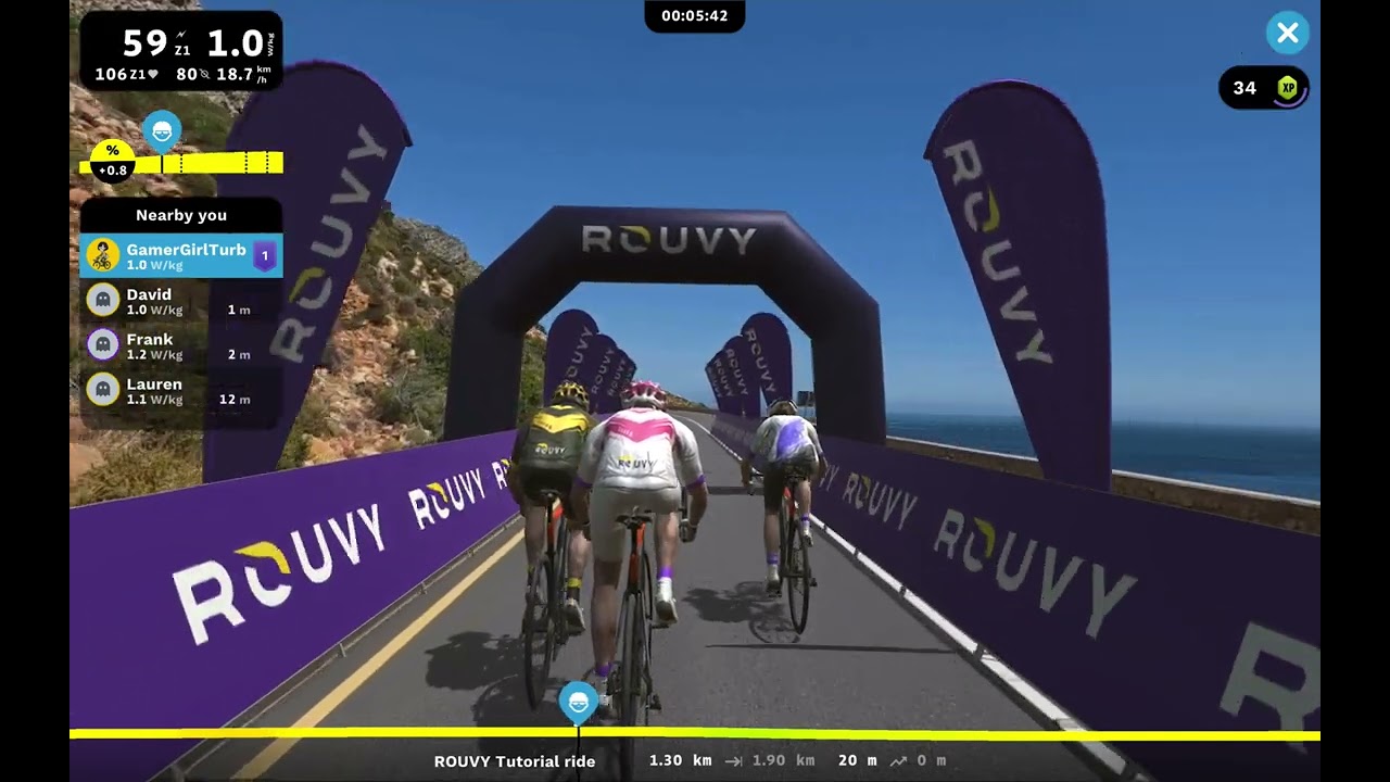 1st ride on ROUVY The Indoor Cycling Reality App: Tutorial Ride Full Gameplay Video - South Africa