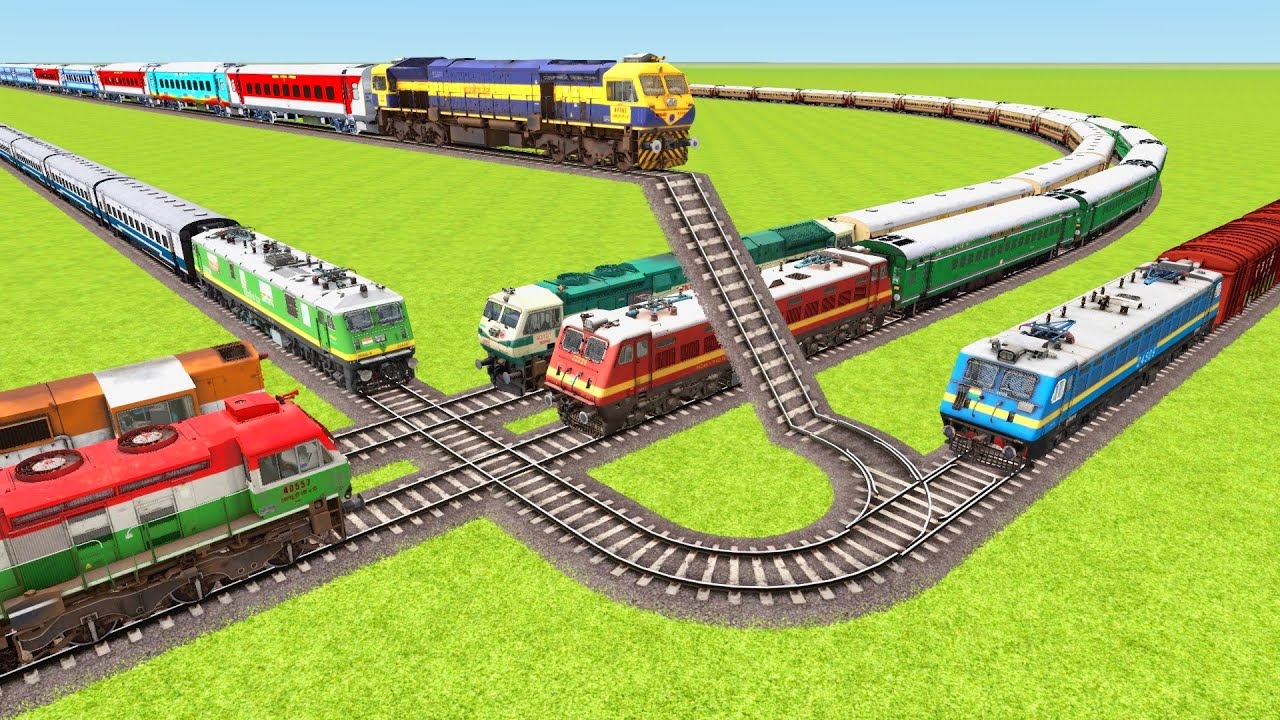 SEVEN TRAINS VS VERY CONFUSING CURVES CONNECT TO U-TURN RAILROAD ▶️ Train Simulator | CrazyRails