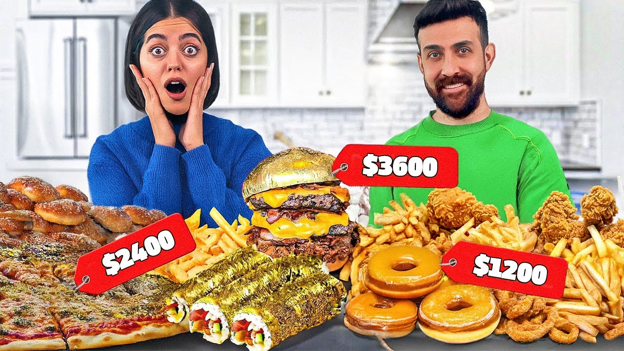چالش ۲۴ ساعت خوردن گرون&zwnj;ترین منوی غذای فست فود های زنجیره&zwnj;ای معروف 🍔
