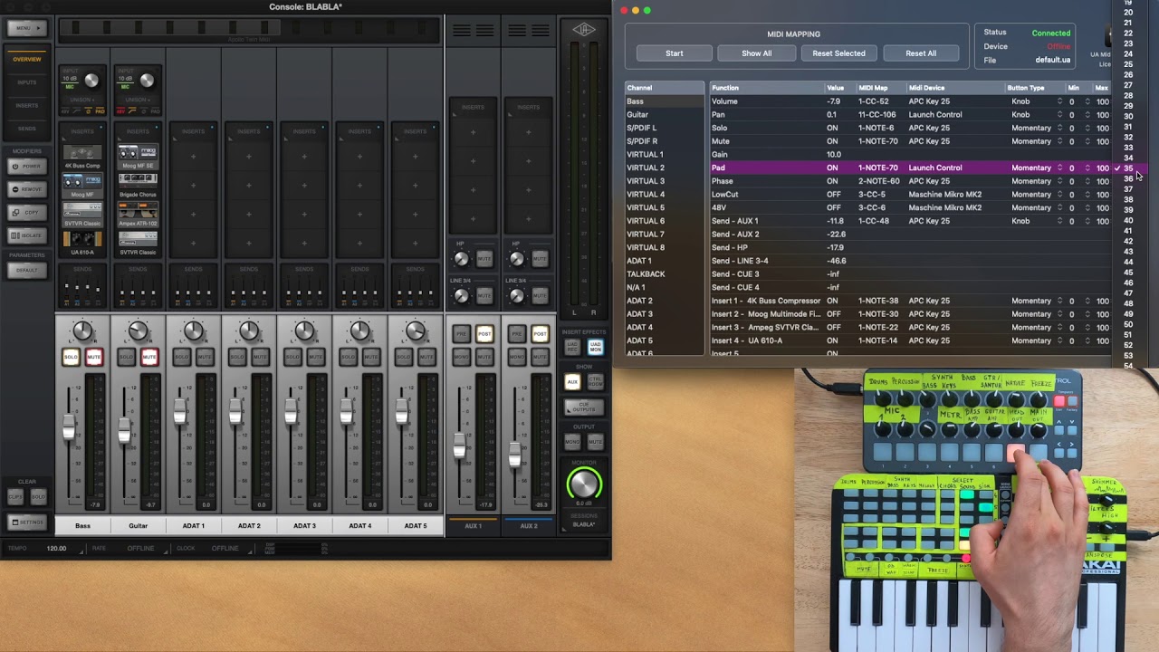 Control the UAD Apollo Console with MIDI | UA Midi Control App