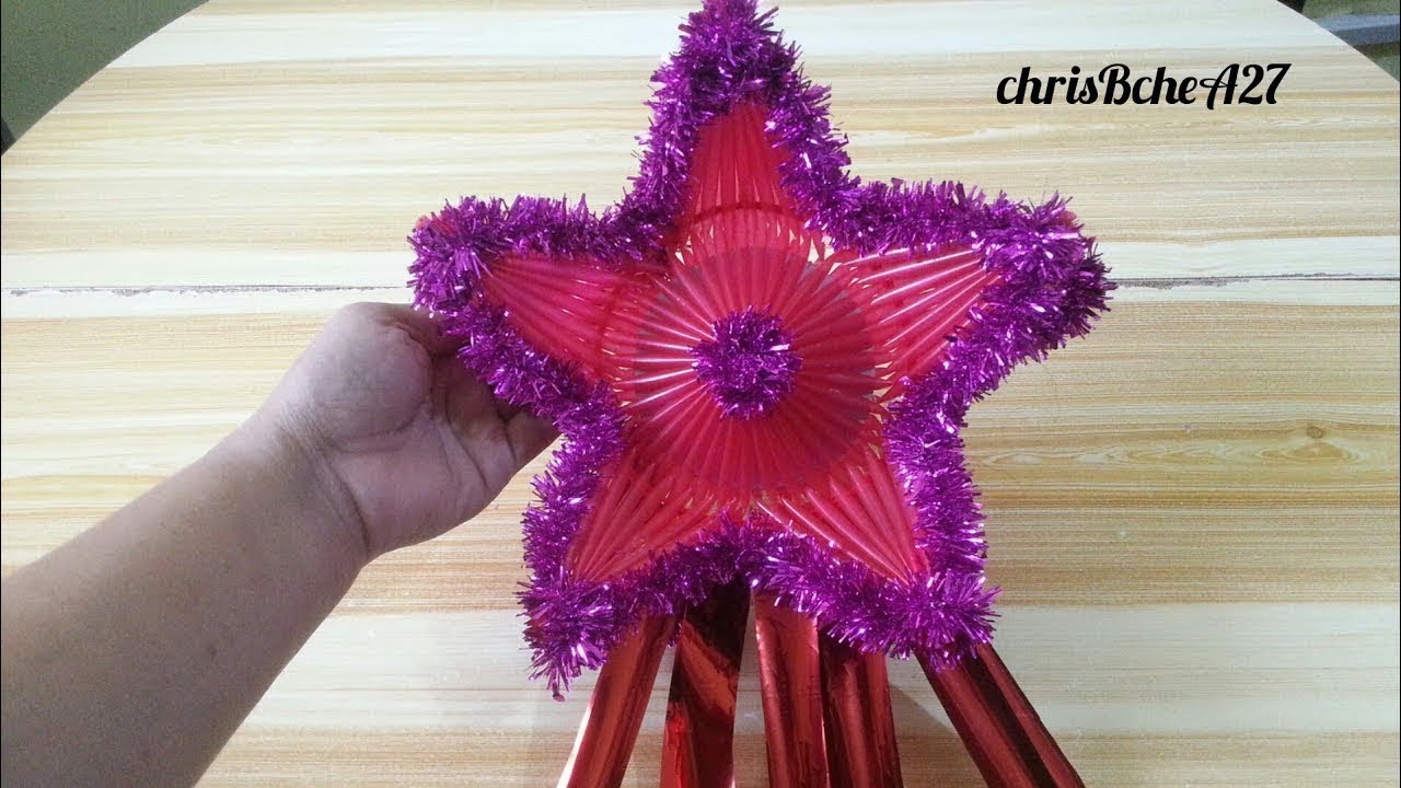 DIY Mini Christmas Lantern  / Parol  Using Drinking Straw Recycled Style 3