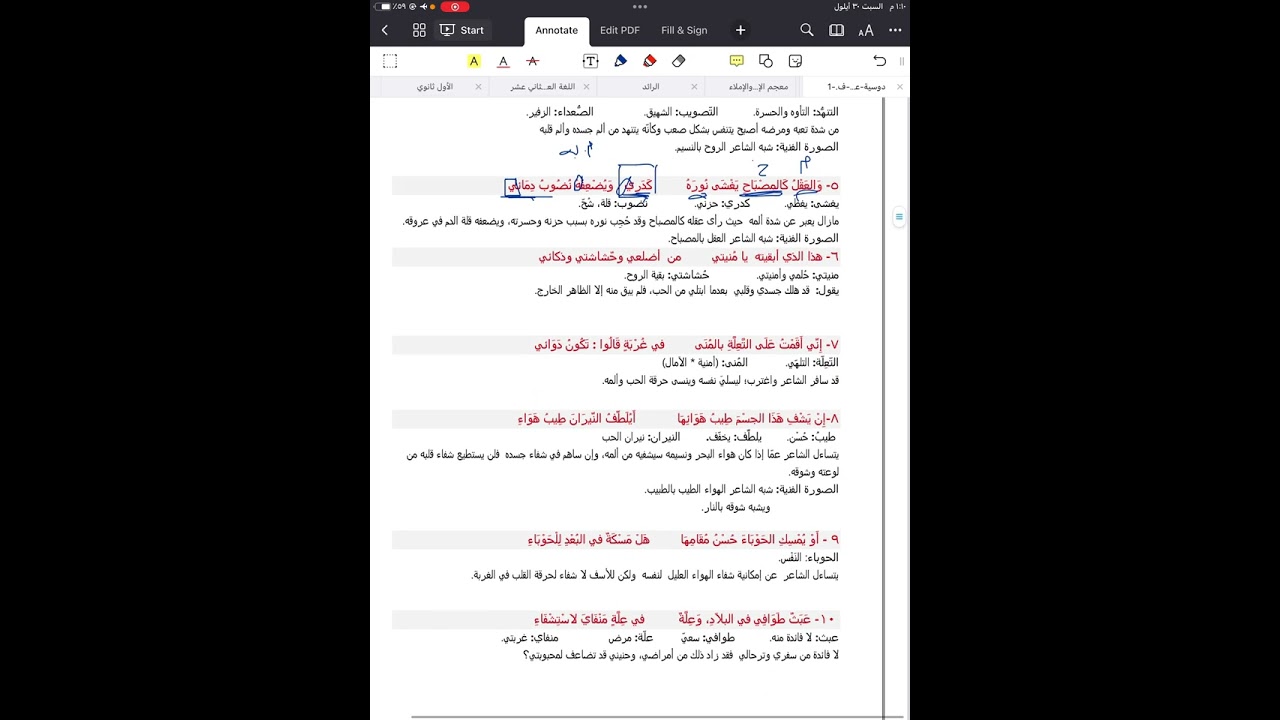 شرح قصيدة المساء