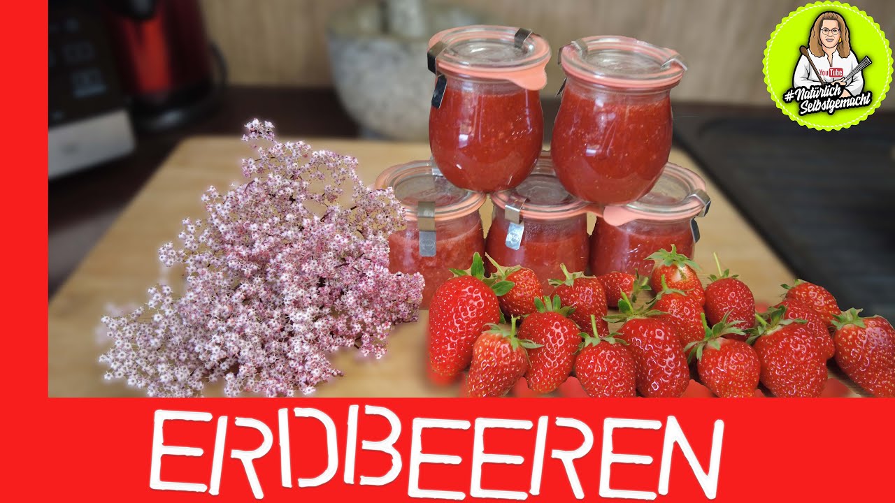 Erdbeer Marmelade mit Holunderblüten - richtig lecker 😋