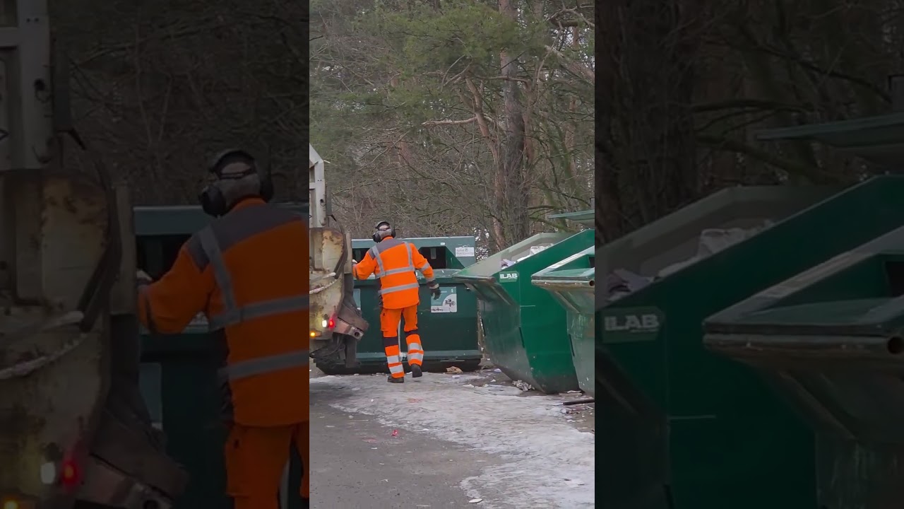 Así vacían los contenedores de reciclaje en Suecia 🇸🇪♻️ #Suecia #CamionDeReciclaje #Sostenibilidad