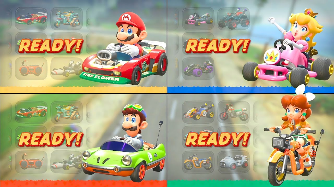 Mario Kart World 4-Player Showdown – Mario vs Luigi vs Peach vs Daisy!