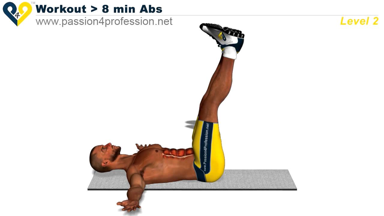Cviky na břicho LEVEL 2. (Exercises for belly) 8 minutes