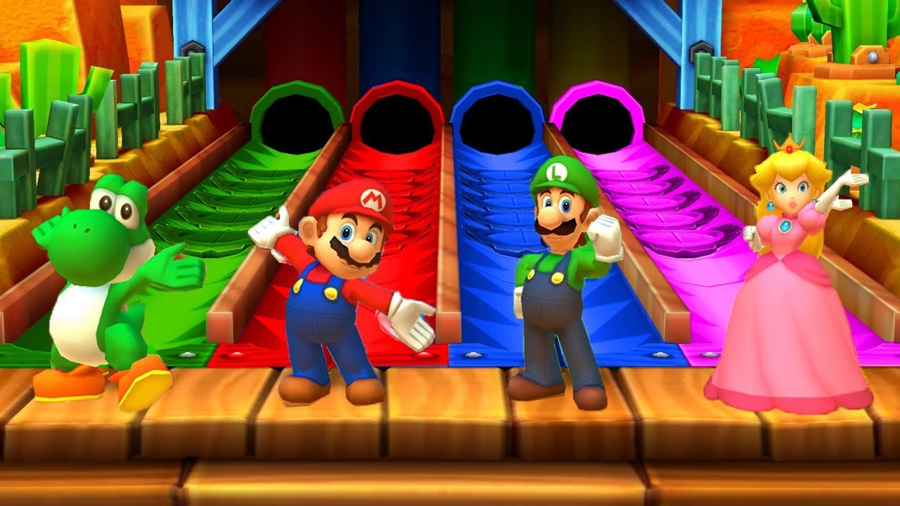 Mario Party Star Rush MiniGames - Yoshi Vs Mario Vs Luigi Vs Peach (Master Difficulty)