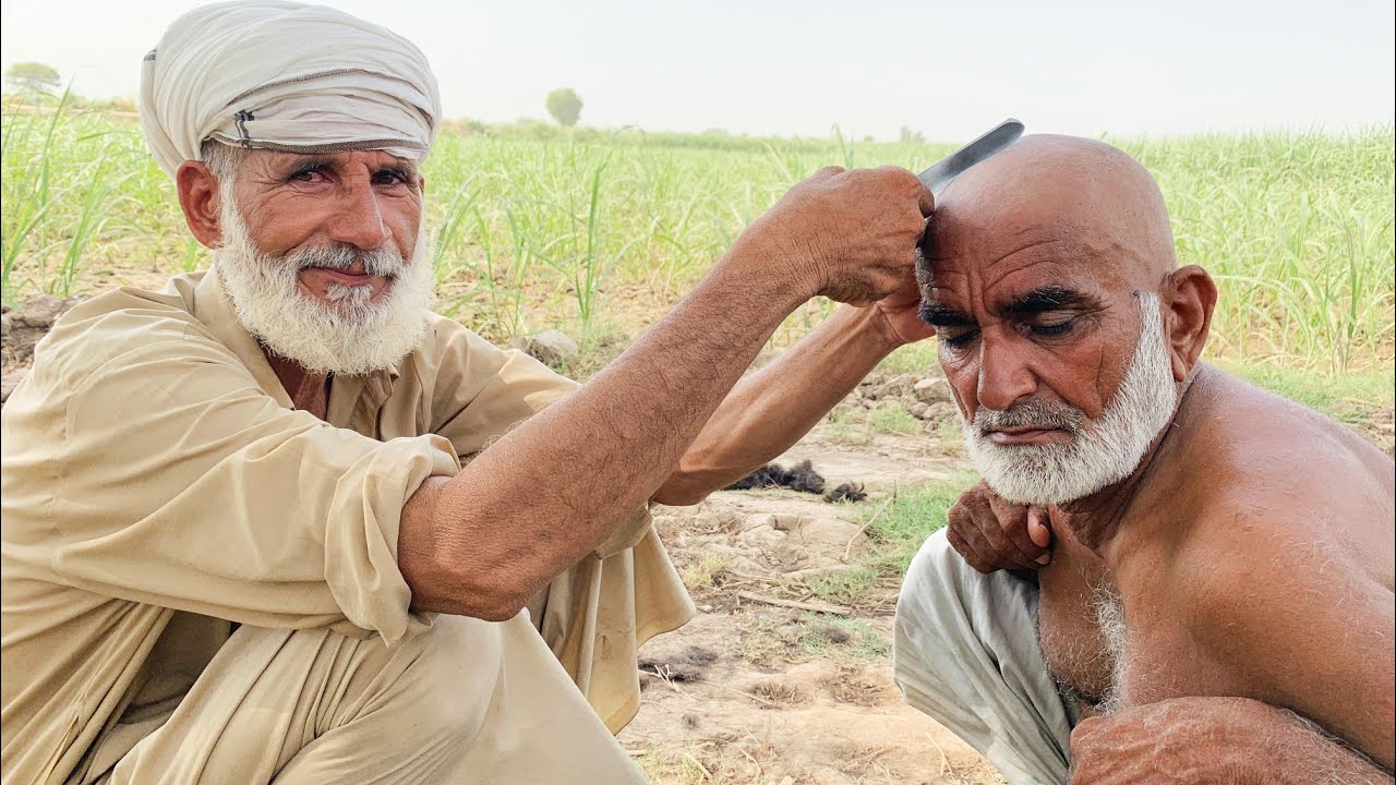 OLD Man Head Hair Shave With Straight Razor🔥But Barber Old!😲[ASMR ABi]