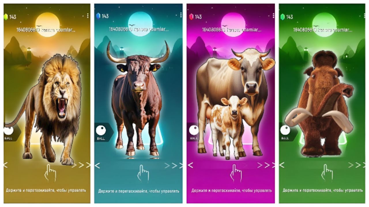 Funny Animals - Cow 🆚 Tiger 🆚 Elephant 🆚 Lion 🎵 Tiles Hop 