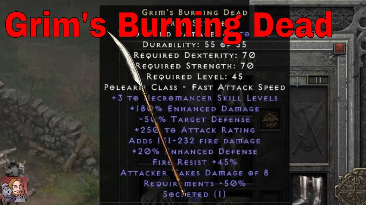 D2R Unique Items - Grim's Burning Dead (Grim Scythe)