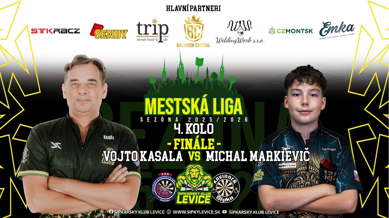 4.Kolo - 1.Levická Šípkarska Mestská Liga 25/26 - FINÁLE - Vojto Kasala VS Michal Markievič ml.