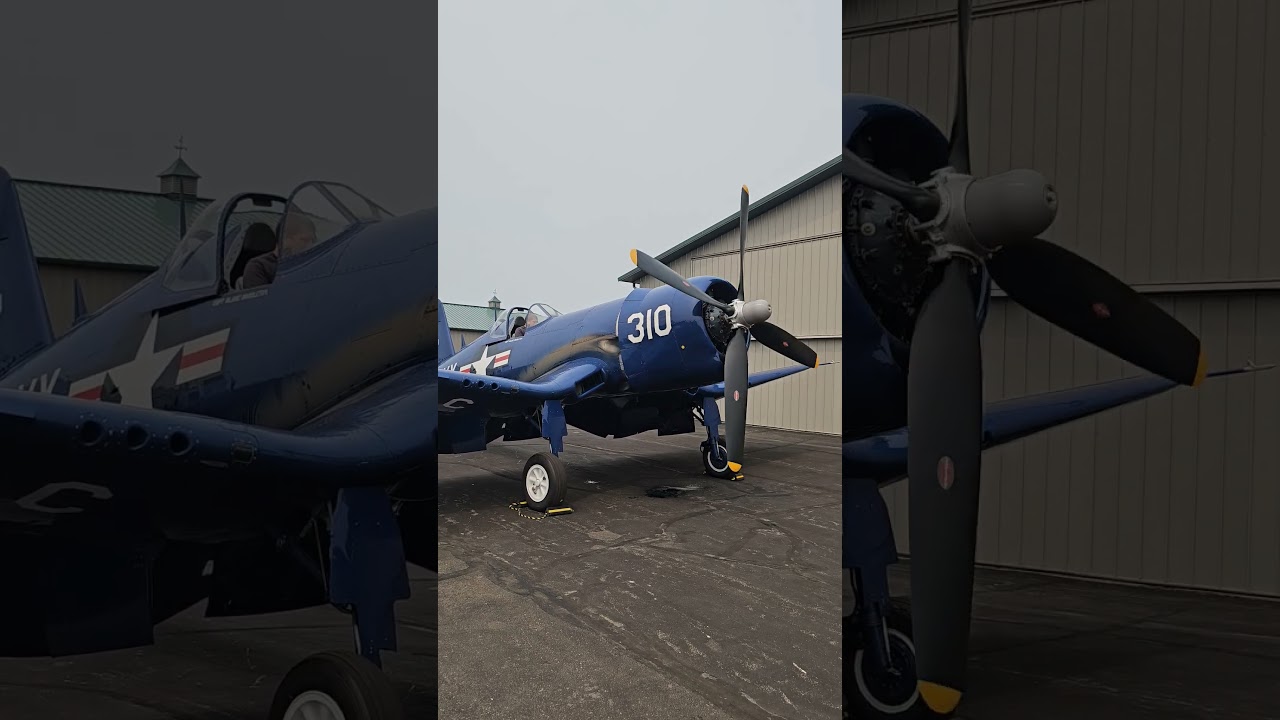 OMG!!! WWII Corsair firing up! #aircraft #aviation #warbird #history #military #flying #osh25