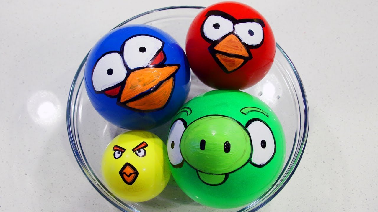 Making Slime with Funny Angry Birds Themed Balloons!