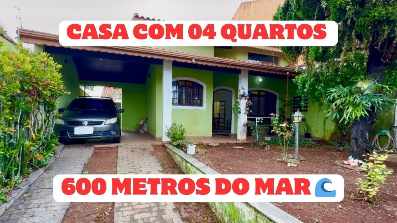 CASA NA PRAIA À 600 METROS DO MAR COM 04 QUARTOS EM PERUÍBE/SP