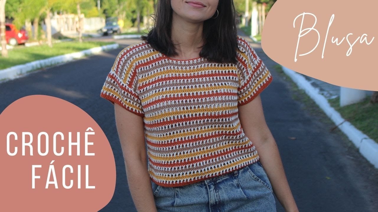 Blusa fácil com restinhos de fio | Tutorial de Crochê