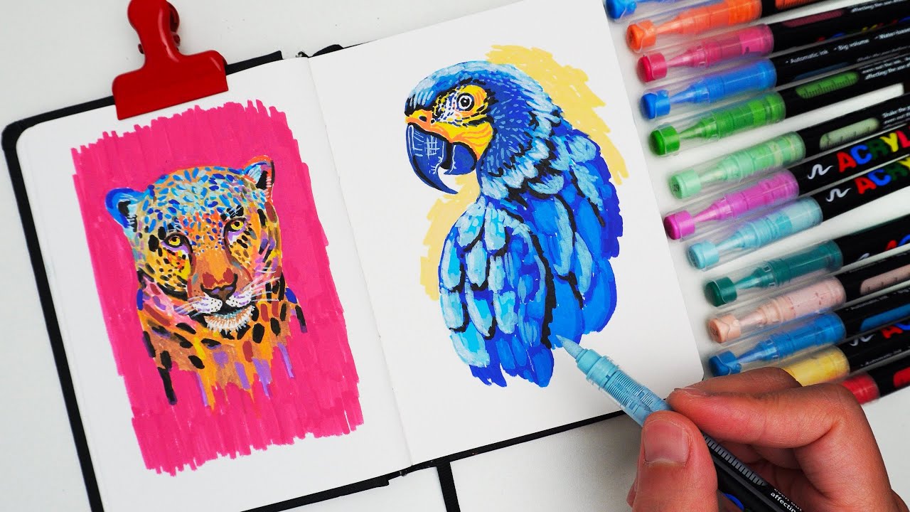 Drawing with acrylic markers