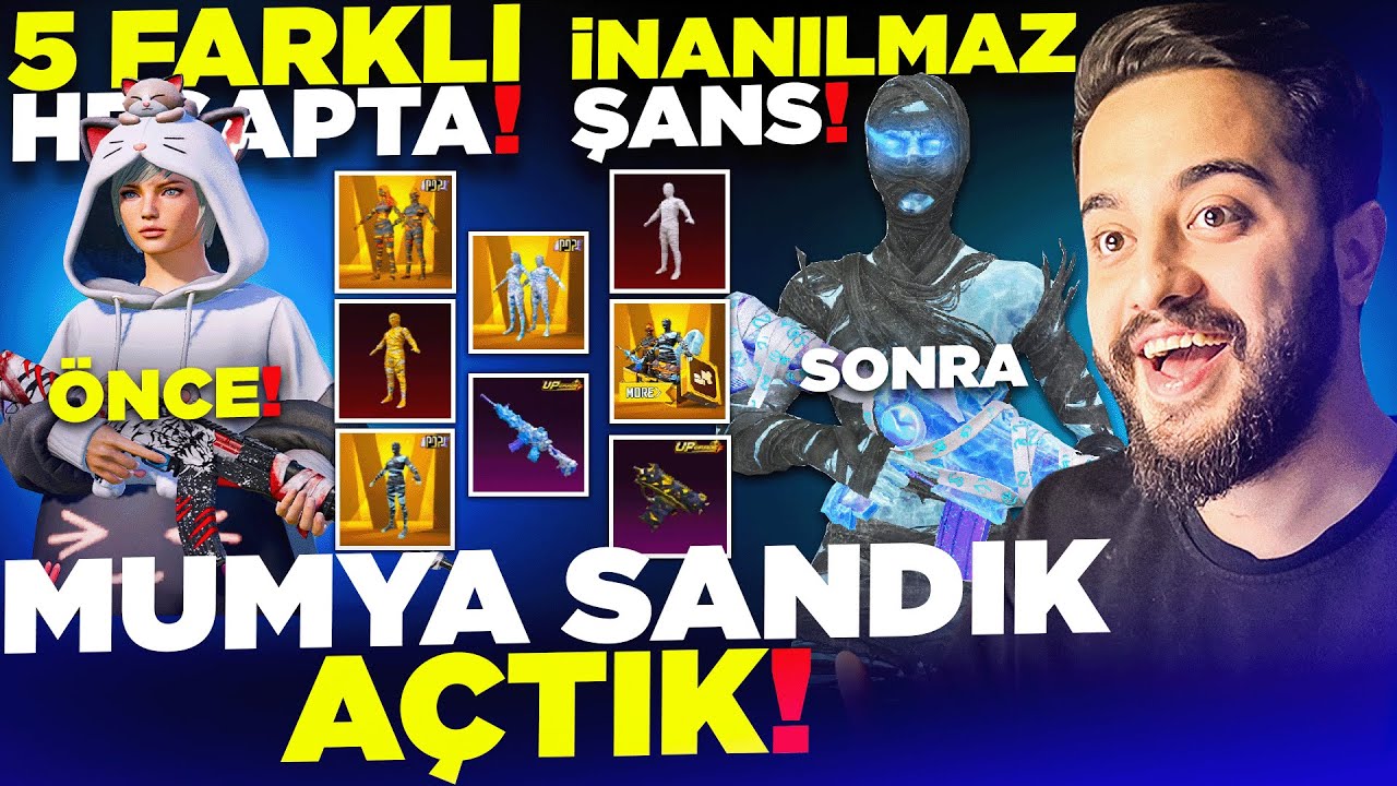 5 BOŞ HESAPTA YENİ MUMYA SANDIK A&Ccedil;TIK! HER ŞEYE TEK ATTIK! PUBG Mobile