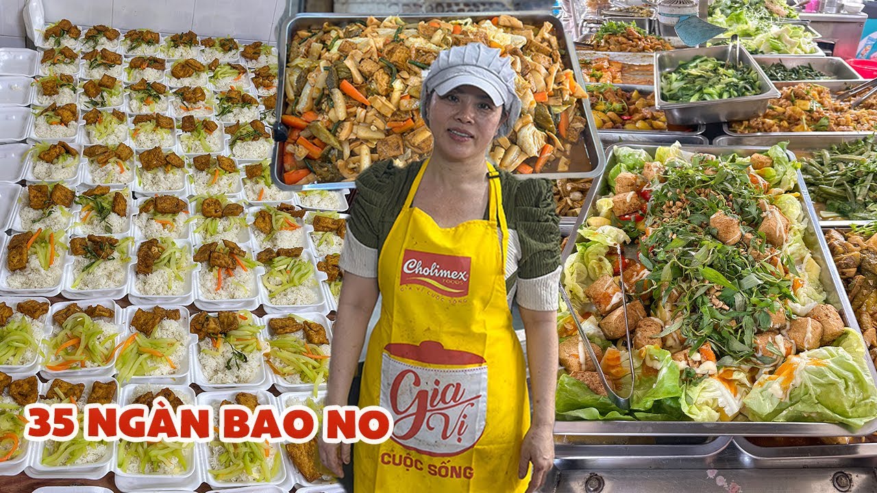 Quá hấp dẫn QUÁN CƠM CHAY 35 ngàn thích ăn gì chọn đó miễn no thì thôi | Địa điểm ăn uống