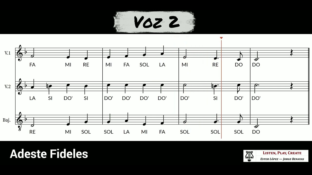 Adeste Fideles - 3 voces Orff (con notas y por voces)