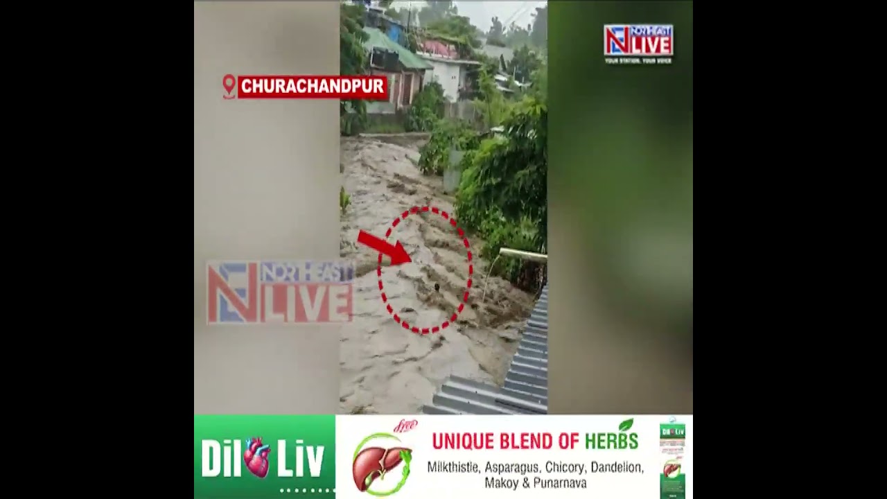 Manipur: Shocking Visuals Capture Flash Flood Sweeping Away One Person In Churachandpur